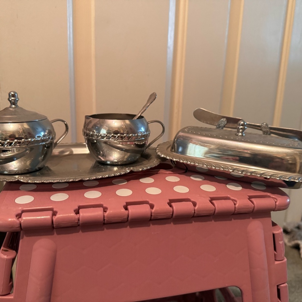 Elegant Silver Tea Set with Tray